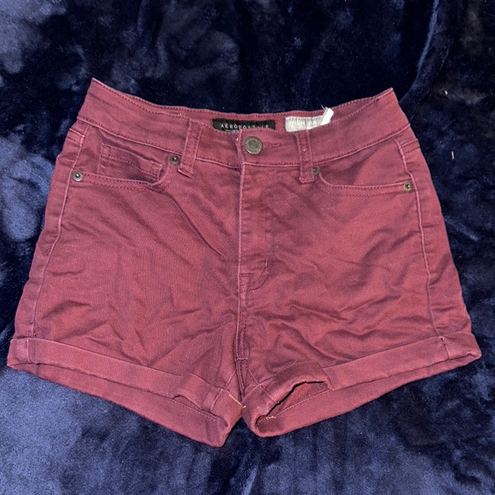 High Waist Burgundy Shorts
